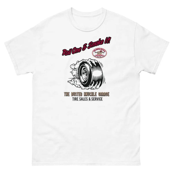 Busted Knuckle Garage Carguy Heavyweight Tire Sales & Service TShirt