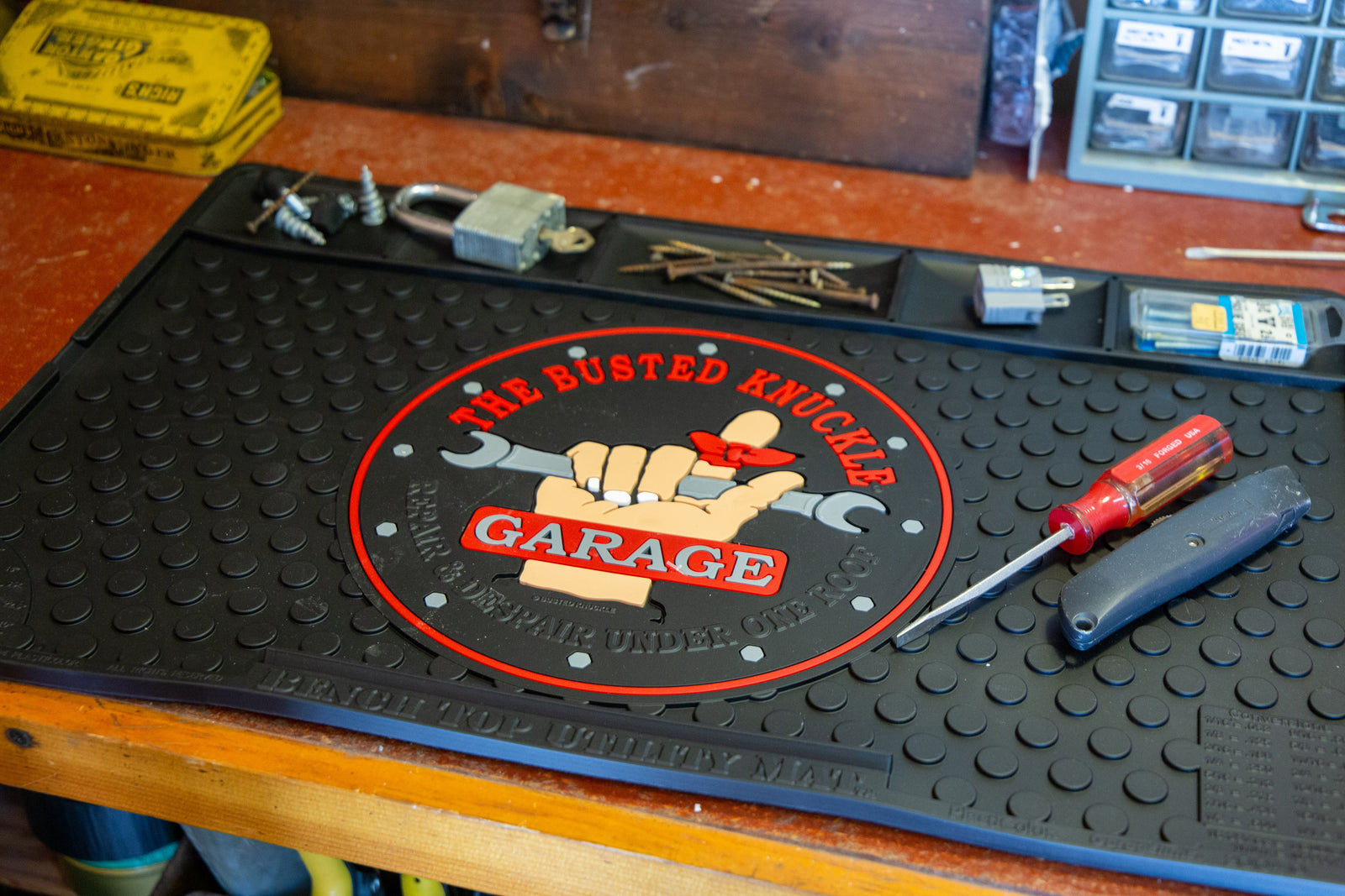 Garage Workbench & Floor Mats / Busted Knuckle Garage - Busted Knuckle  Garage Gifts & Gear