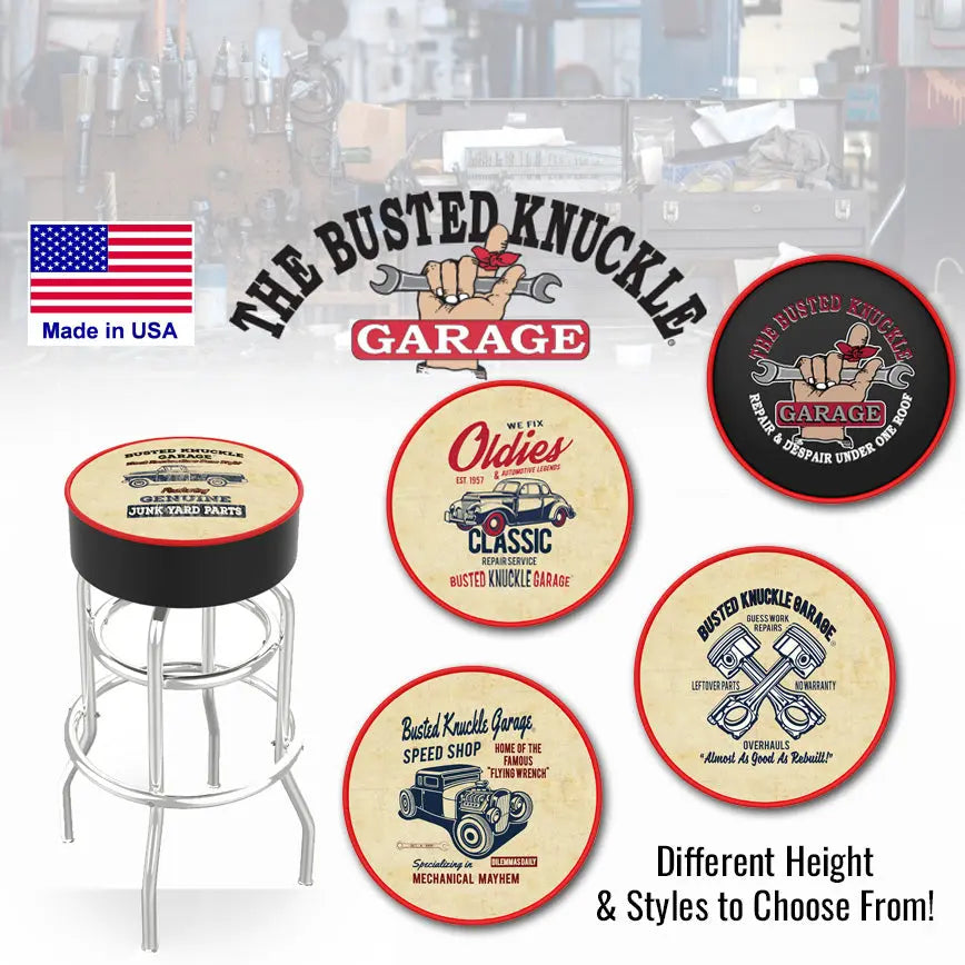 Busted Knuckle Garage Carguy Automotive Workbench Barstools - Busted Knuckle Garage Gifts & Gear