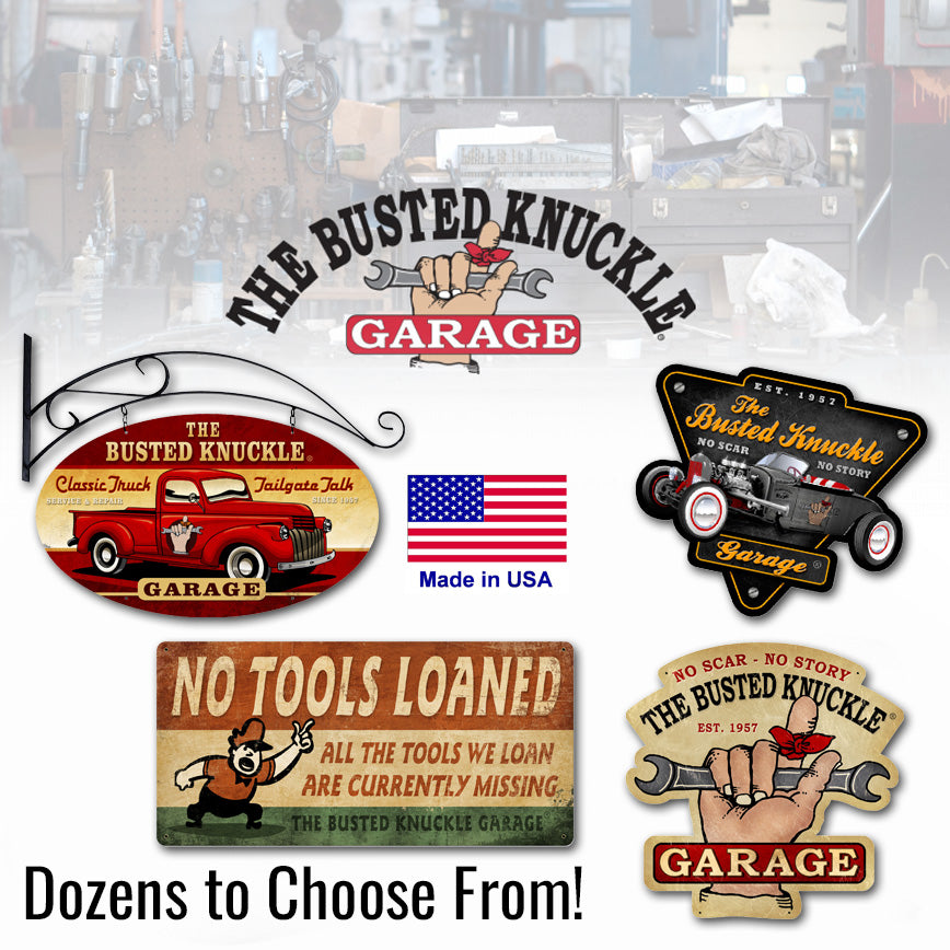 Busted Knuckle Garage Automotive Metal Shop Signs