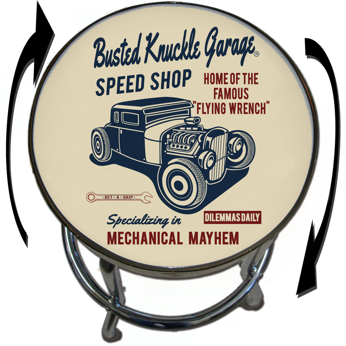 Busted Knuckle Garage Speed Shop Hotrod Stool