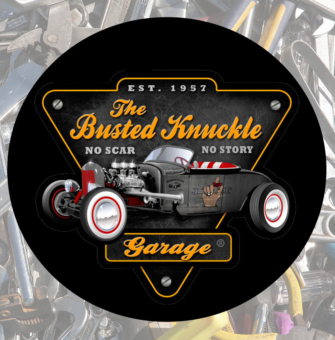 Busted Knuckle Garage Carguy Hotrod Roadster Shop Barstool _ Black Version