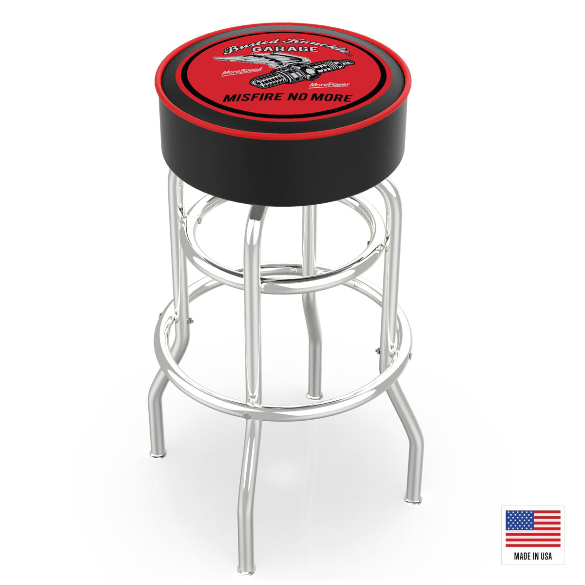 Busted Knuckle Garage Carguy Sparkplug Shop Barstool-Version 2