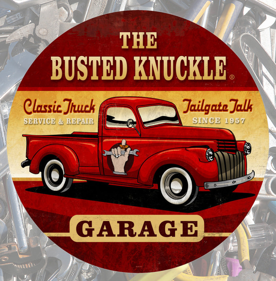 Busted Knuckle Garage Carguy Old Red Truck Shop Barstool