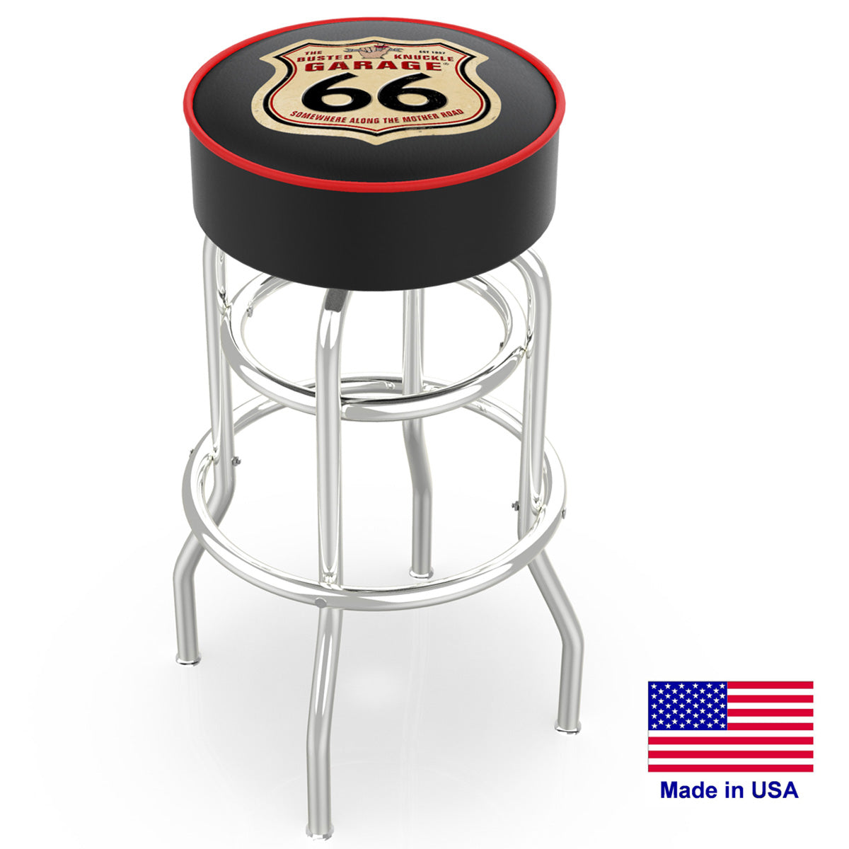 Busted Knuckle Garage Carguy Route 66 Shop Barstool