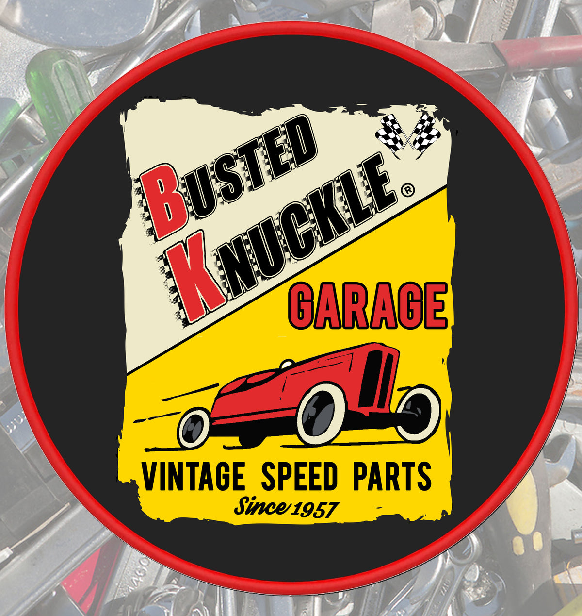 Busted Knuckle Garage Vintage Speed Parts Barstool