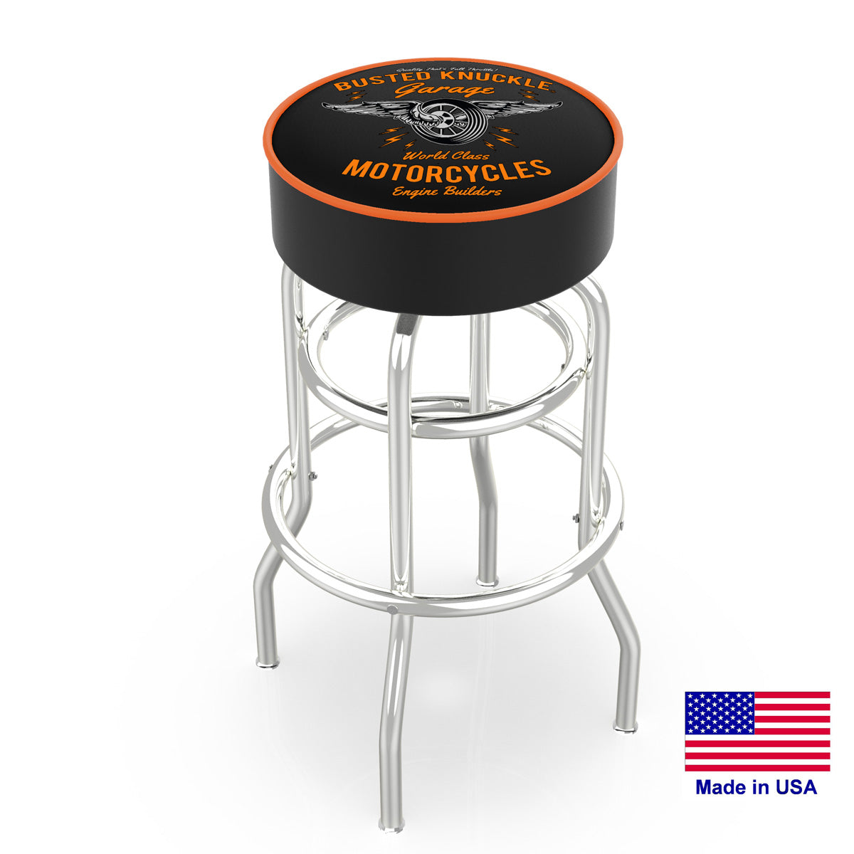 Busted Knuckle Garage Carguy Winged Motorcycle Shop Barstool