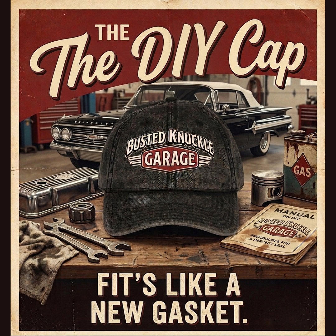 Busted Knuckle Garage Carguy Mechanic Retro Logo Twill Ball Cap