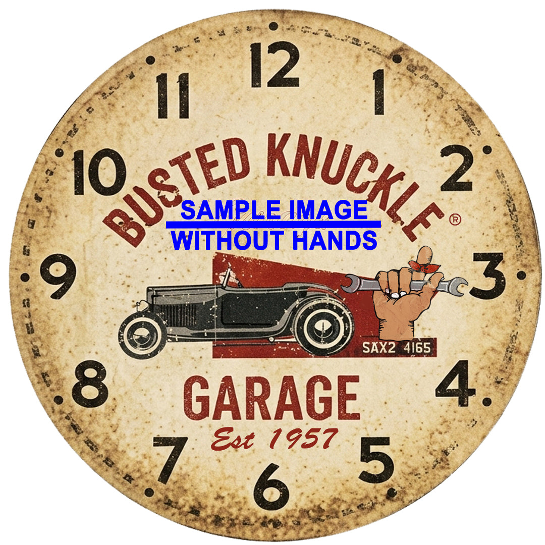 Busted Knuckle Garage Carguy – Distressed Vintage-Style Hotrod Wall Clock