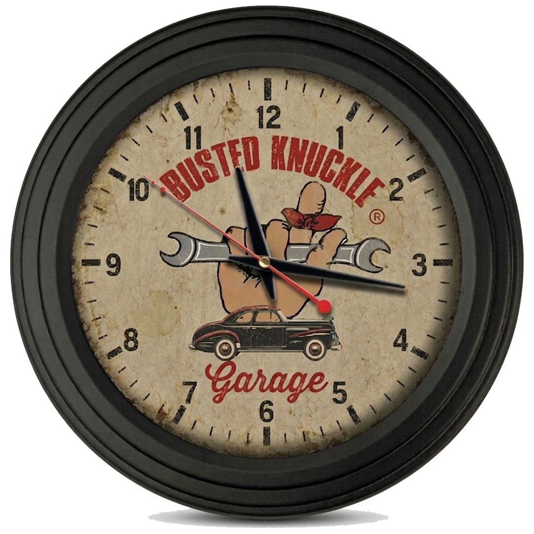 Busted Knuckle Garage Carguy – Distressed Vintage-Style Classic Car Wall Clock