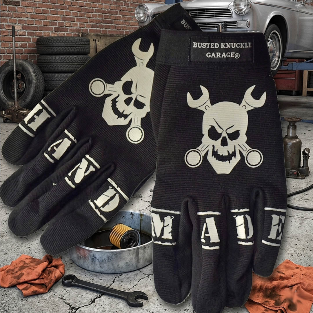 Car Guy All Purpose Skull Style Work Gloves / Busted Knuckle Garage