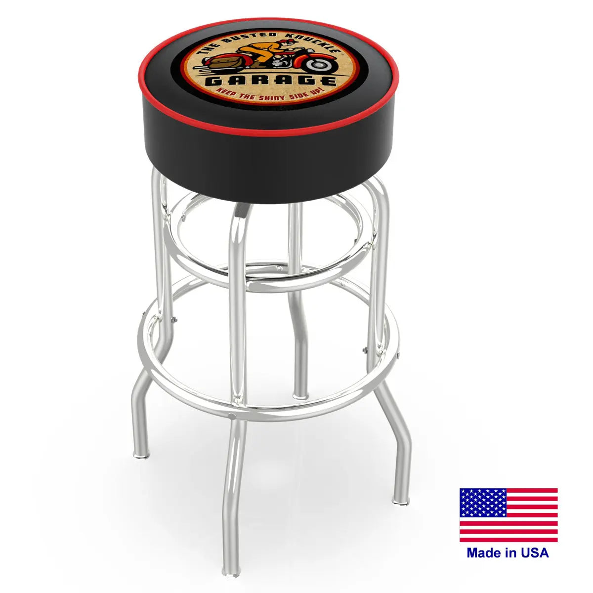 Busted Knuckle Garage Carguy Vintage Biker Shop Barstool Holland Bar Stool Co.