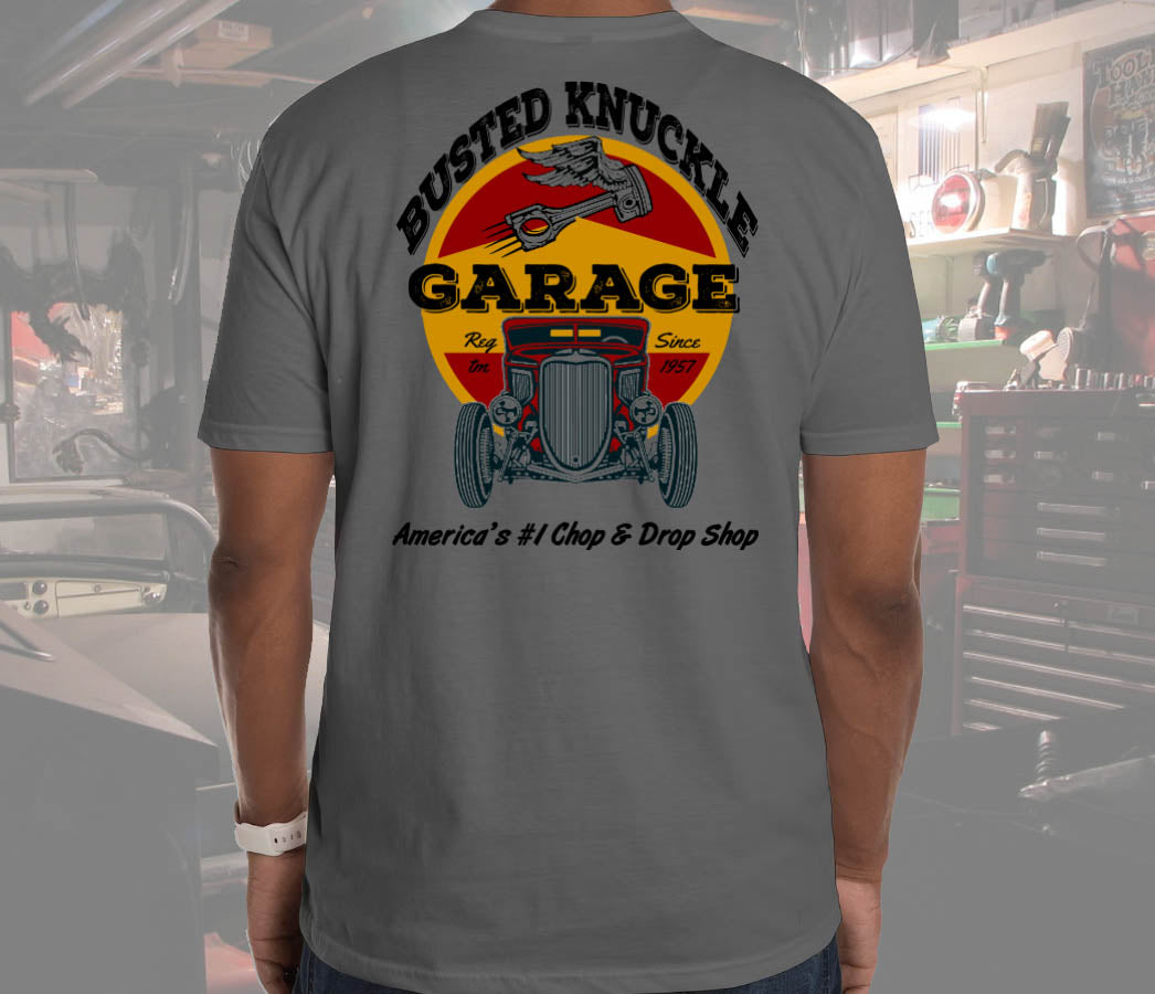 Busted Knuckle Garage Carguy Chop Shop Hotrod Two-Sided T-Shirt