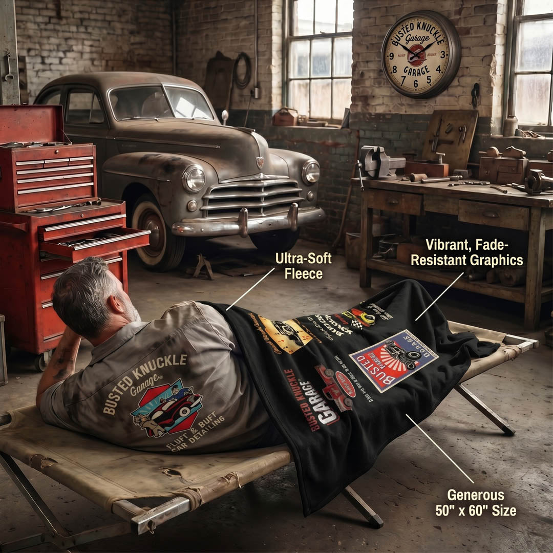 Busted Knuckle Garage Carguy Car Show Throw Blanket