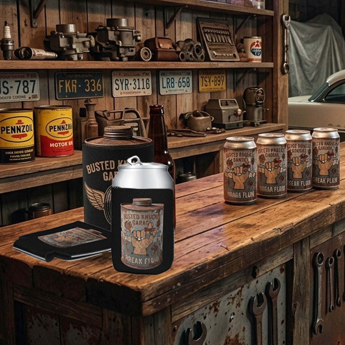 Busted Knuckle Garage Carguy Standard Size Can Cooler