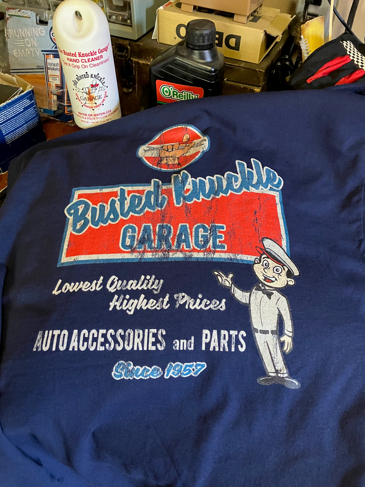 Busted Knuckle Garage Carguy Cheap Parts Two-Sided T-Shirt