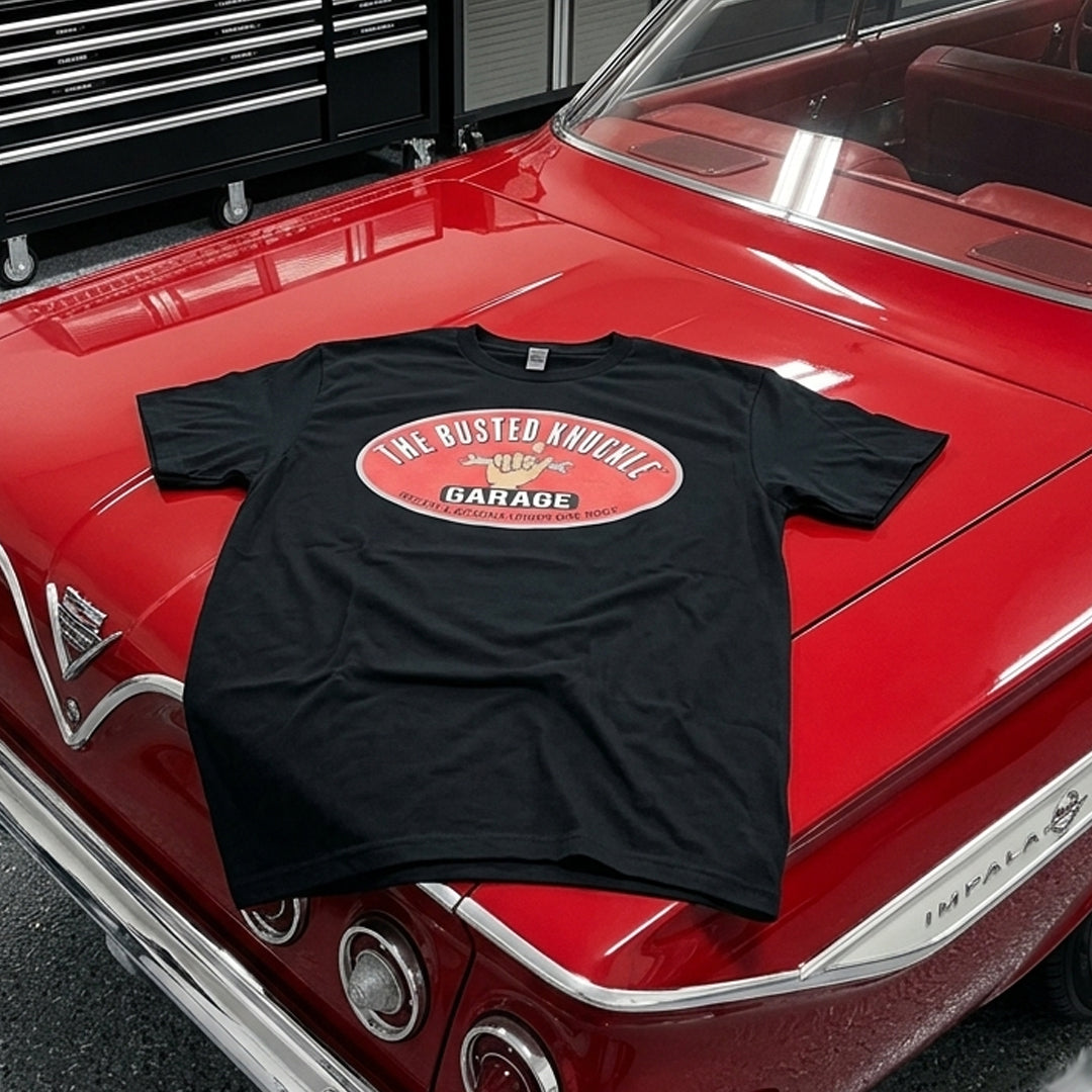 Busted Knuckle Garage Carguy Classic Logo Front Print T-Shirt