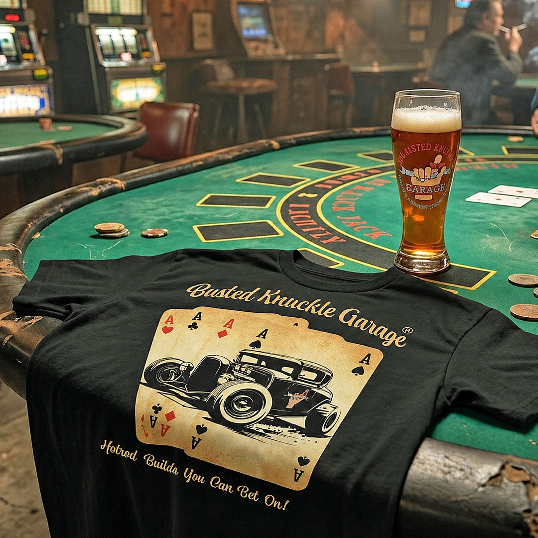 Busted Knuckle Garage Carguy Deuce Coupe Front Print T-Shirt