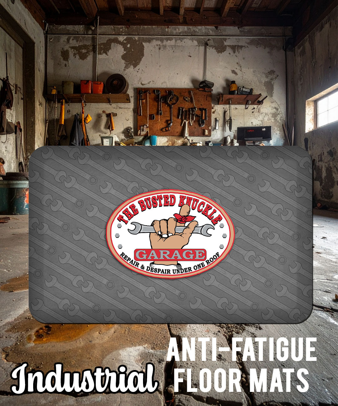 Busted Knuckle Garage Car Guy Anti-Fatigue Comfort Floor Mat Style 2 - Wrenches
