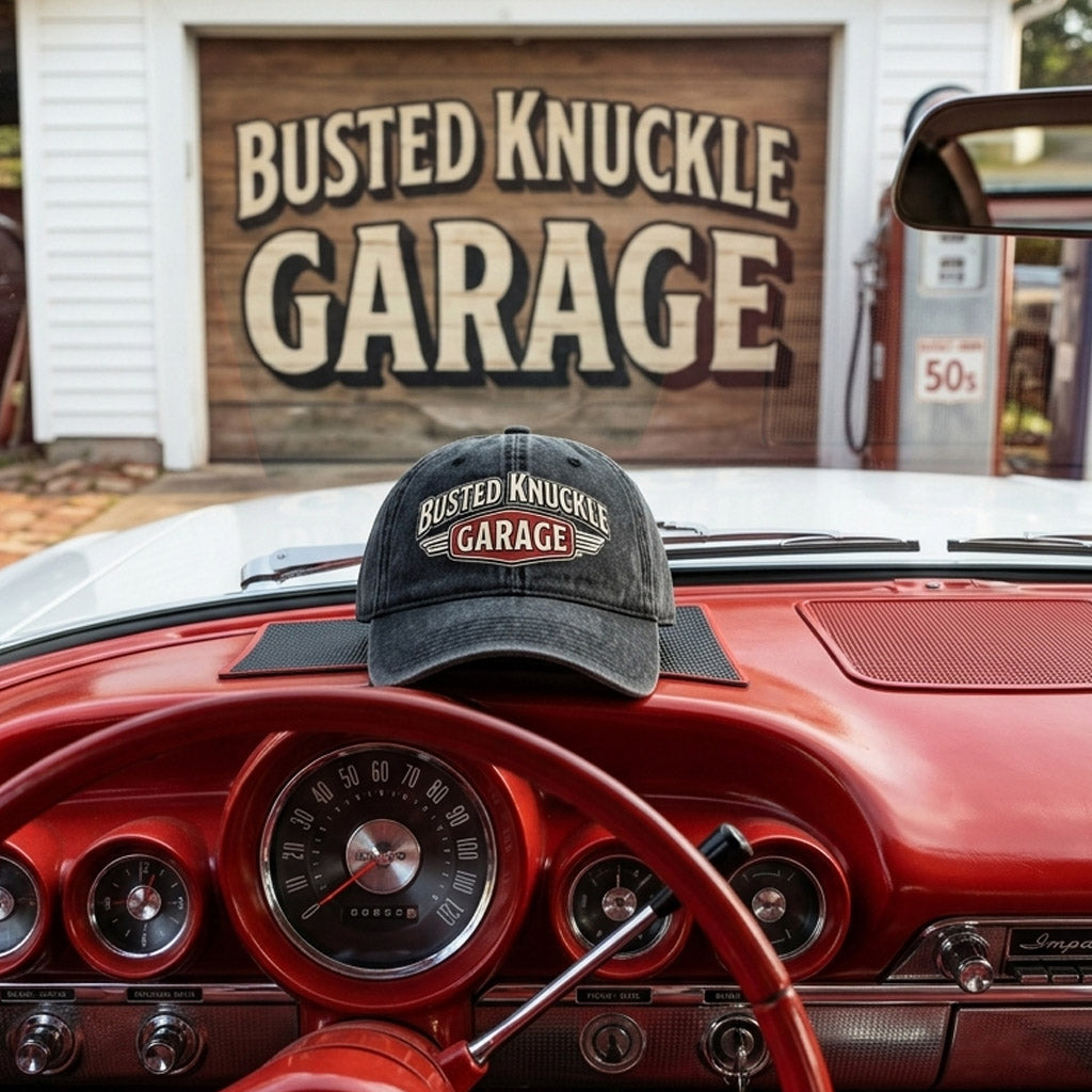 Busted Knuckle Garage Carguy Mechanic Retro Logo Twill Ball Cap