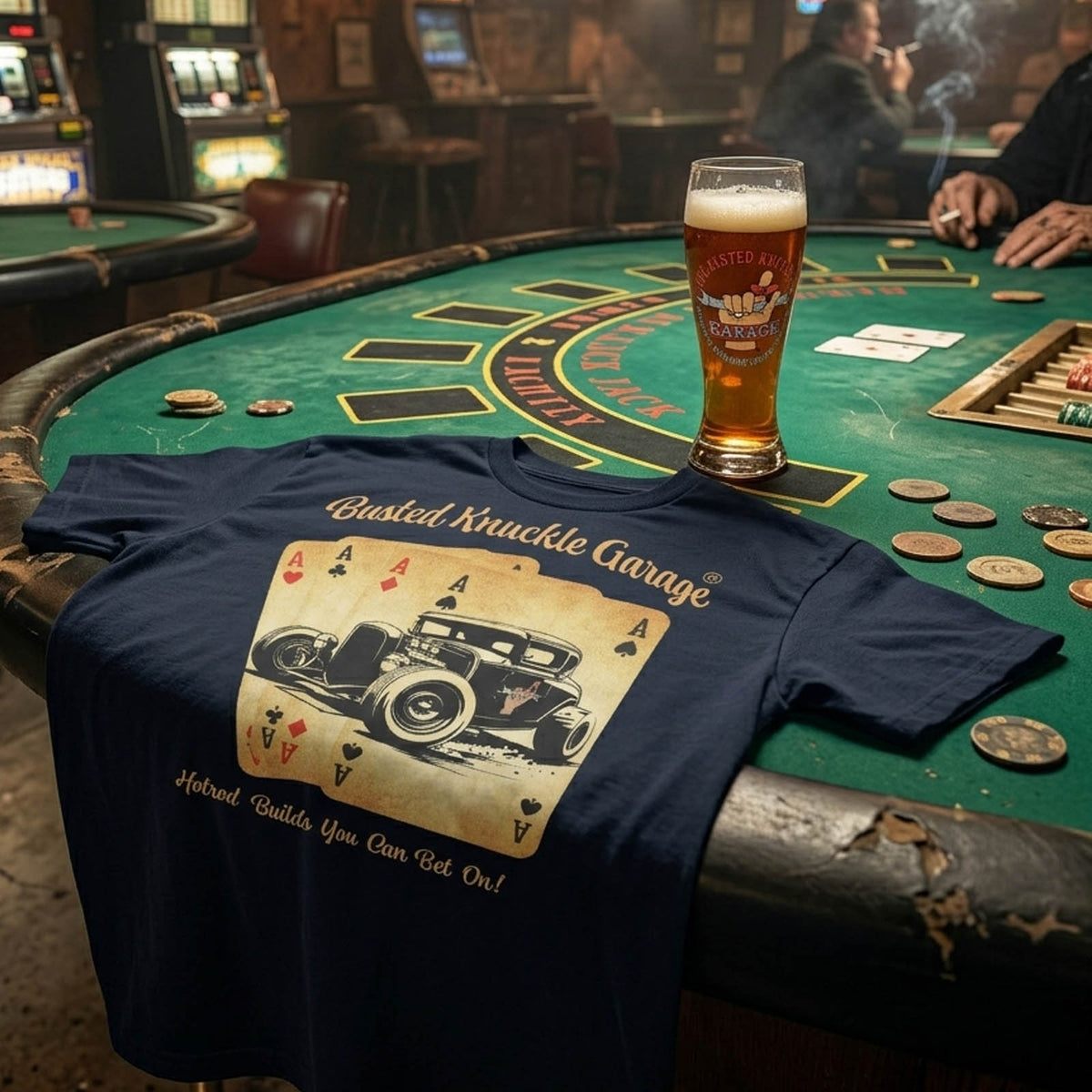 Busted Knuckle Garage Carguy Deuce Coupe Front Print T-Shirt