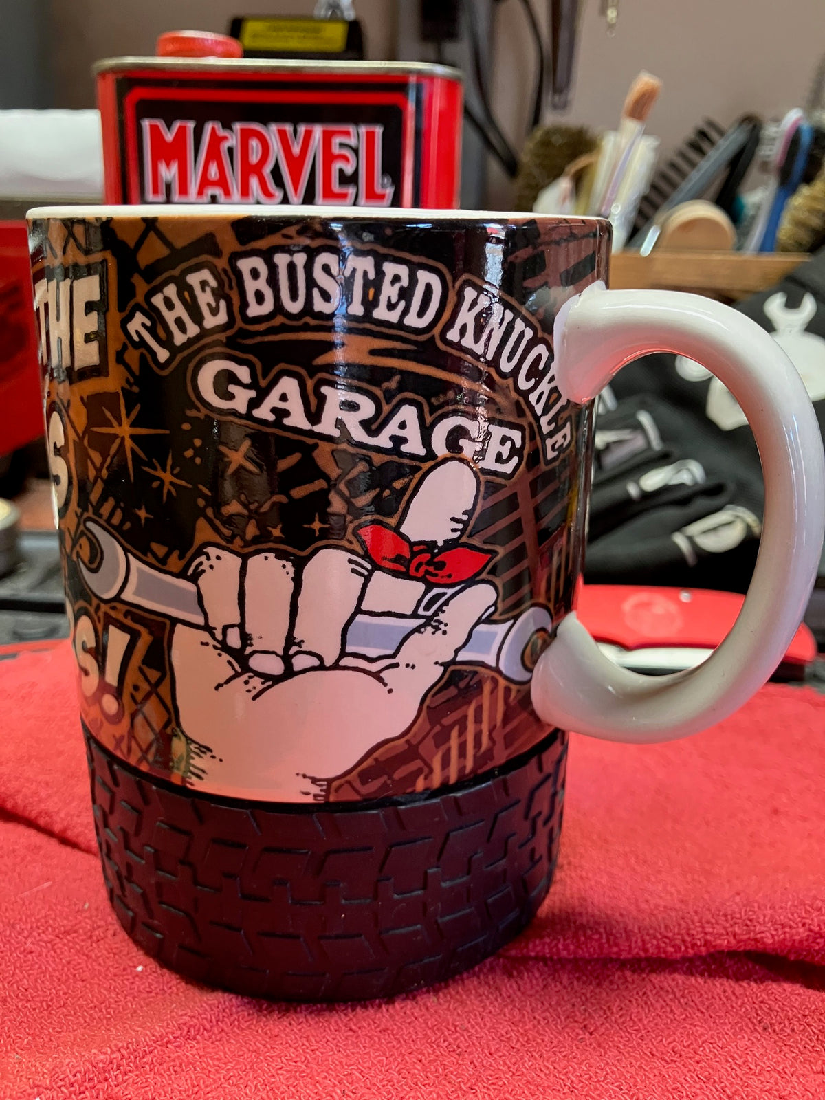 Busted Knuckle Garage Carguy Rubber Tire Coffee Mug