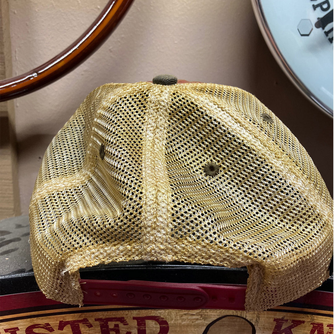 Busted Knuckle Garage Car Guy Vintage Style Trucker Ball Cap / Cardinal Red on Black