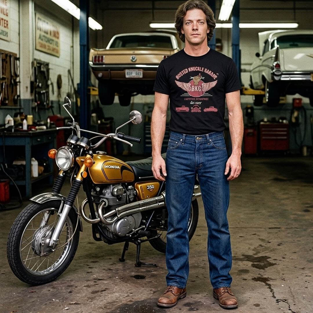 Busted Knuckle Garage Carguy Nationwide Locations Front Print T-Shirt