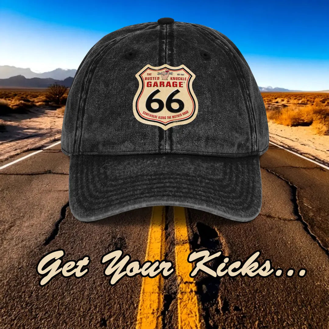 Busted Knuckle Garage Carguy Route 66 Vintage Cotton Twill Cap Busted Knuckle Garage Gifts & Gear