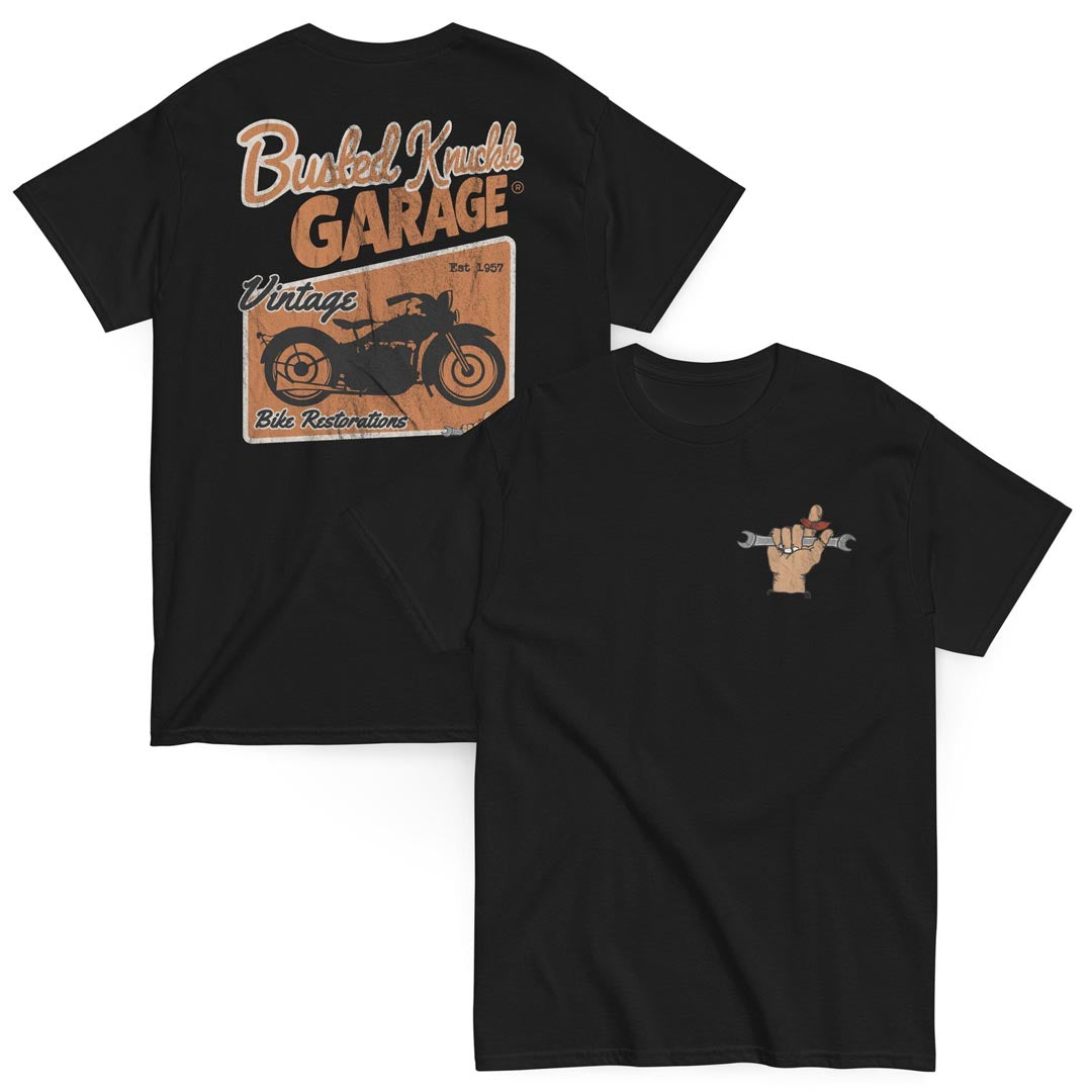 Busted Knuckle Garage Carguy Motorcycle Restorations Two-Sided Carguy T-Shirt