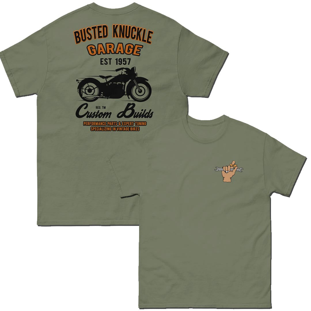 Busted Knuckle Garage Basic Biker Two-Sided T-Shirt