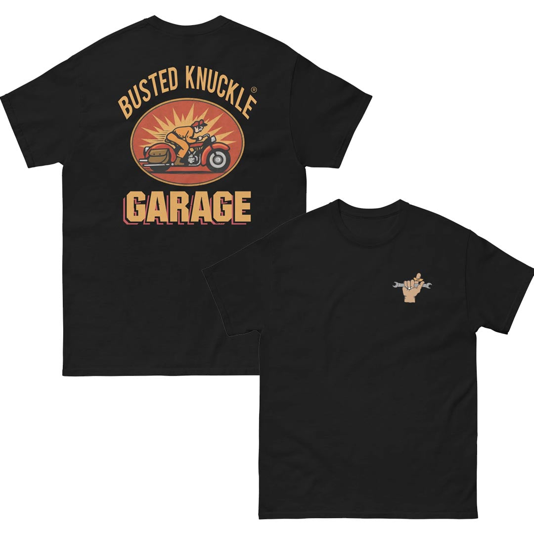Busted Knuckle Garage Carguy Vintage Bike Rider Two-Sided T-Shirt