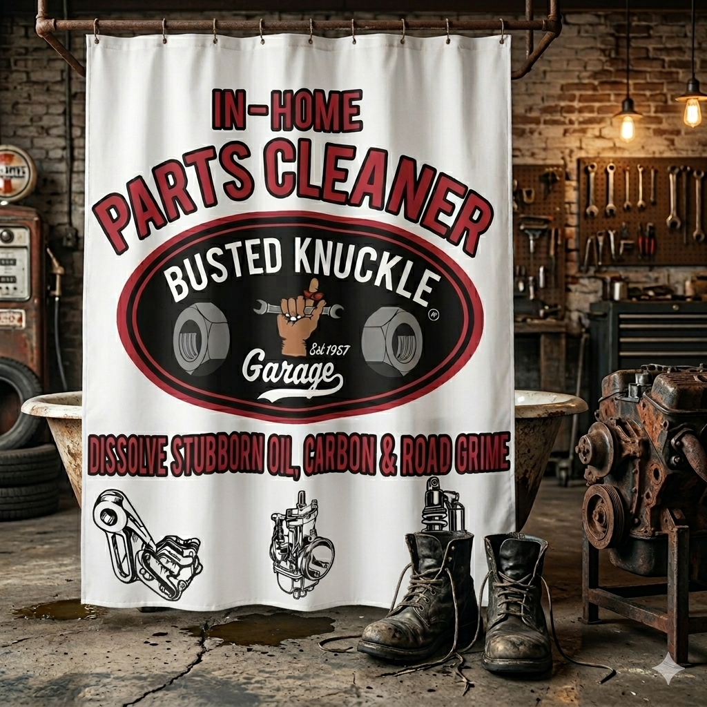 Busted Knuckle Garage Carguy Automotive Shower Curtain