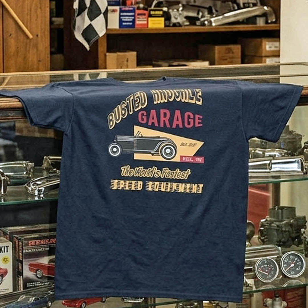 Busted Knuckle Garage Carguy Speed Equipment Front Print T-Shirt