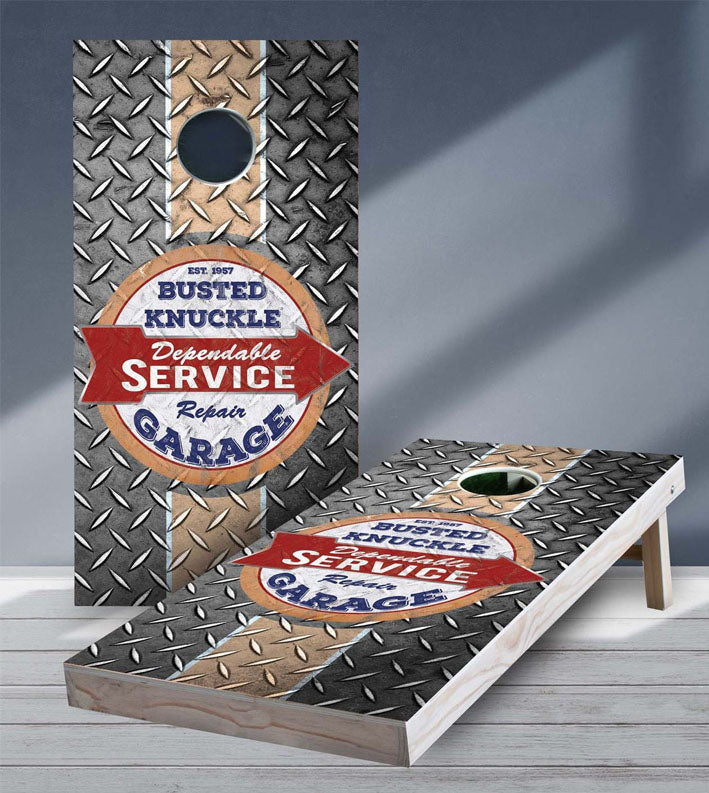 Busted Knuckle Garage Cornhole Set Repair Service Style