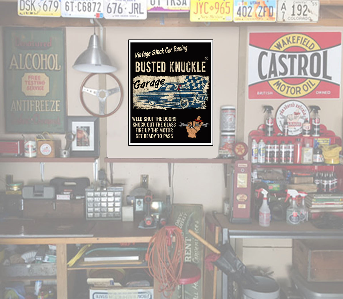 Busted Knuckle Garage Carguy Vintage Stock Car Racing Wall Poster