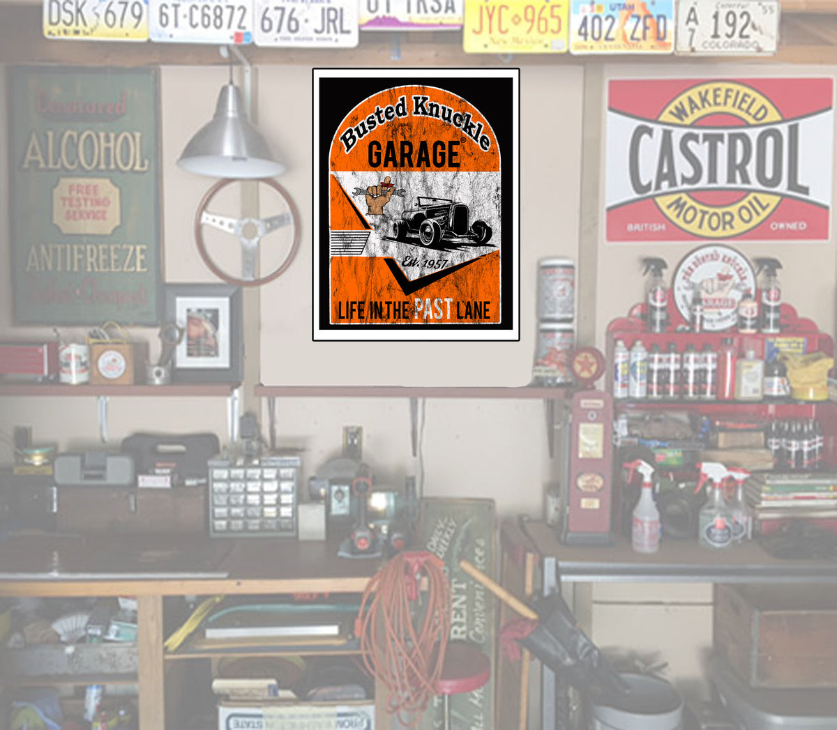 Busted Knuckle Garage Carguy Life In The PAST Lane Wall Poster