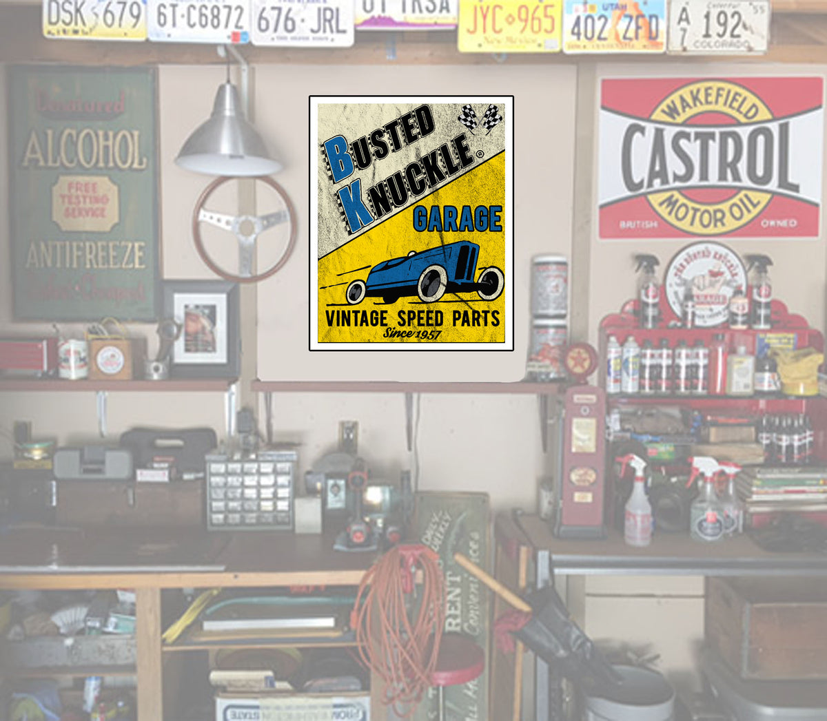 Busted Knuckle Garage Carguy Vintage Speed Parts Wall Poster