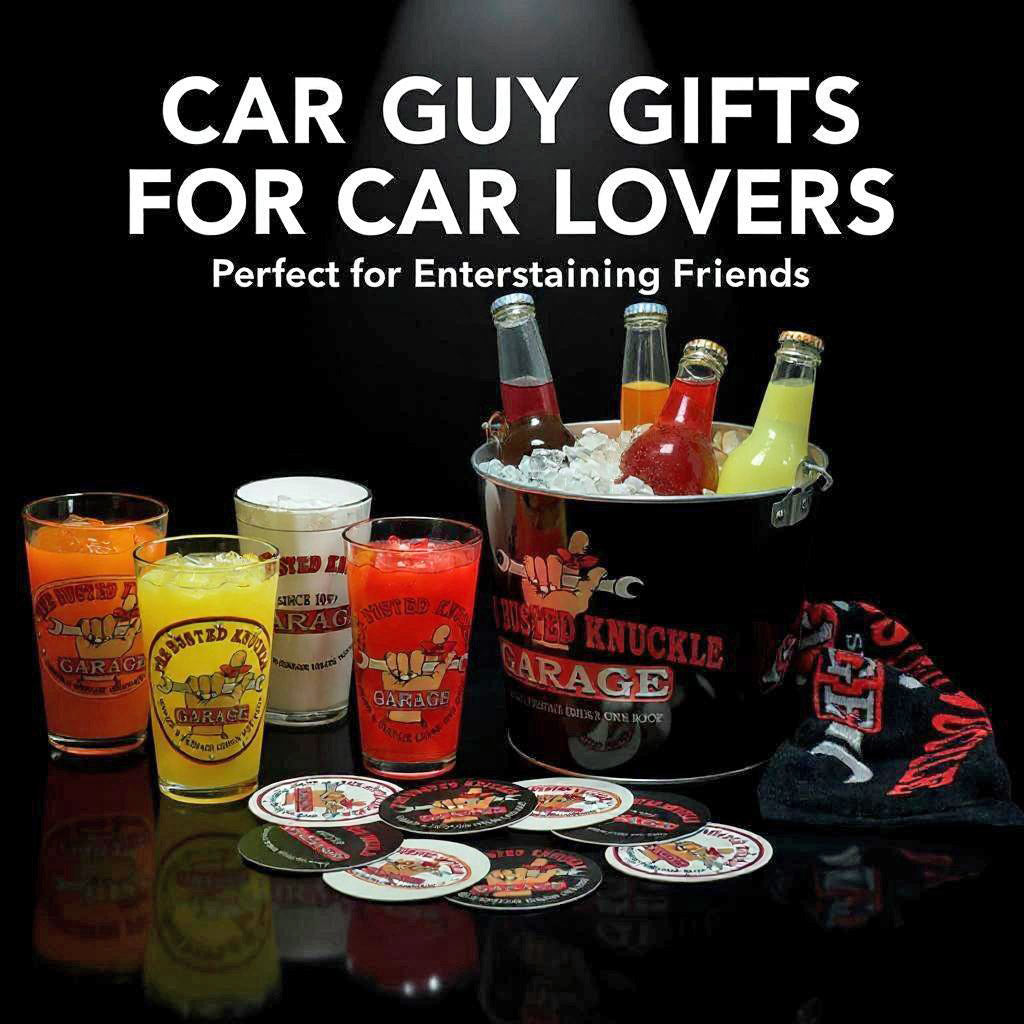 Busted Knuckle Garage Car Guy Party Bucket Set with Pub Glasses & Coasters