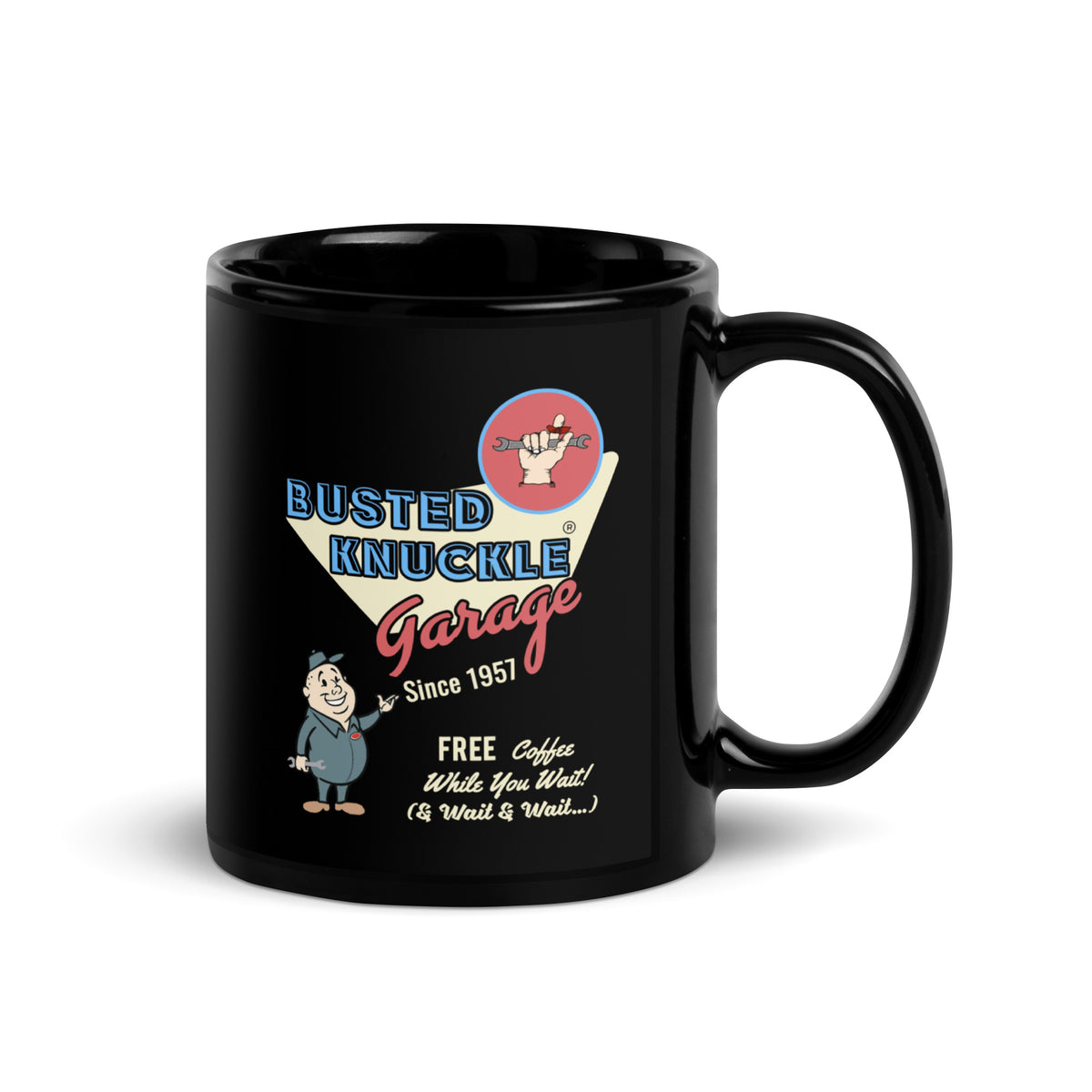 Busted Knuckle Garage Carguy &quot;Free Coffee&quot; Coffee Mug