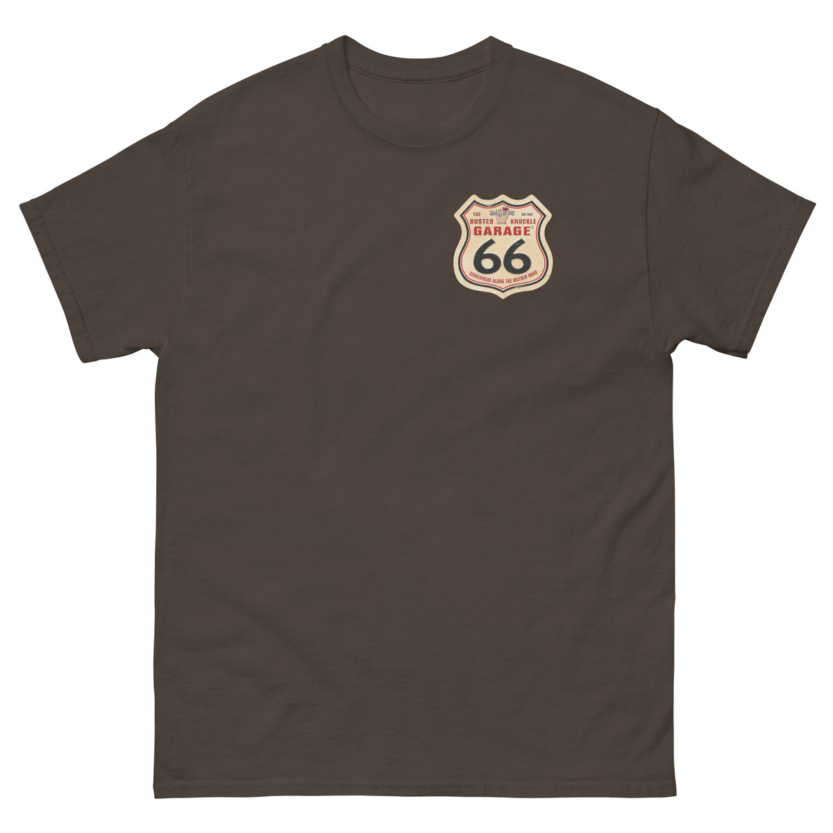 Busted Knuckle Garage Carguy Route 66 Two-Sided Heavyweight Car Guy T-Shirt