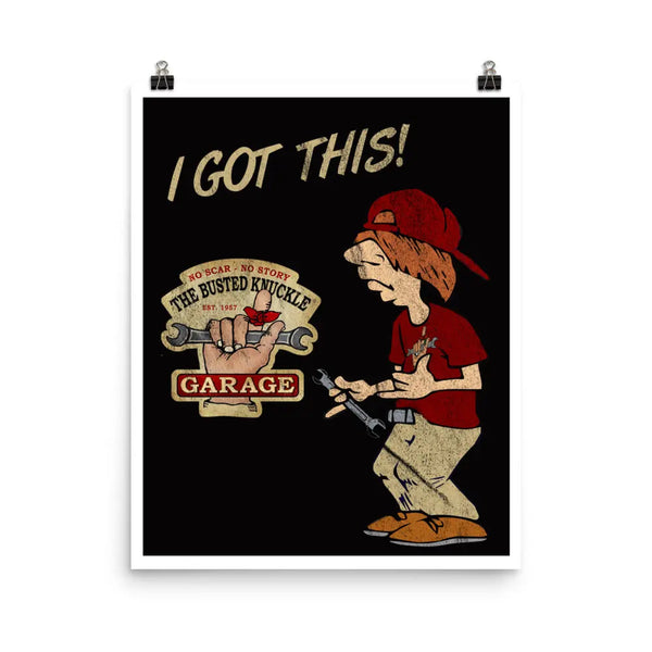 Busted Knuckle Garage Carguy Slacker Mechanic Wall Poster - Busted ...