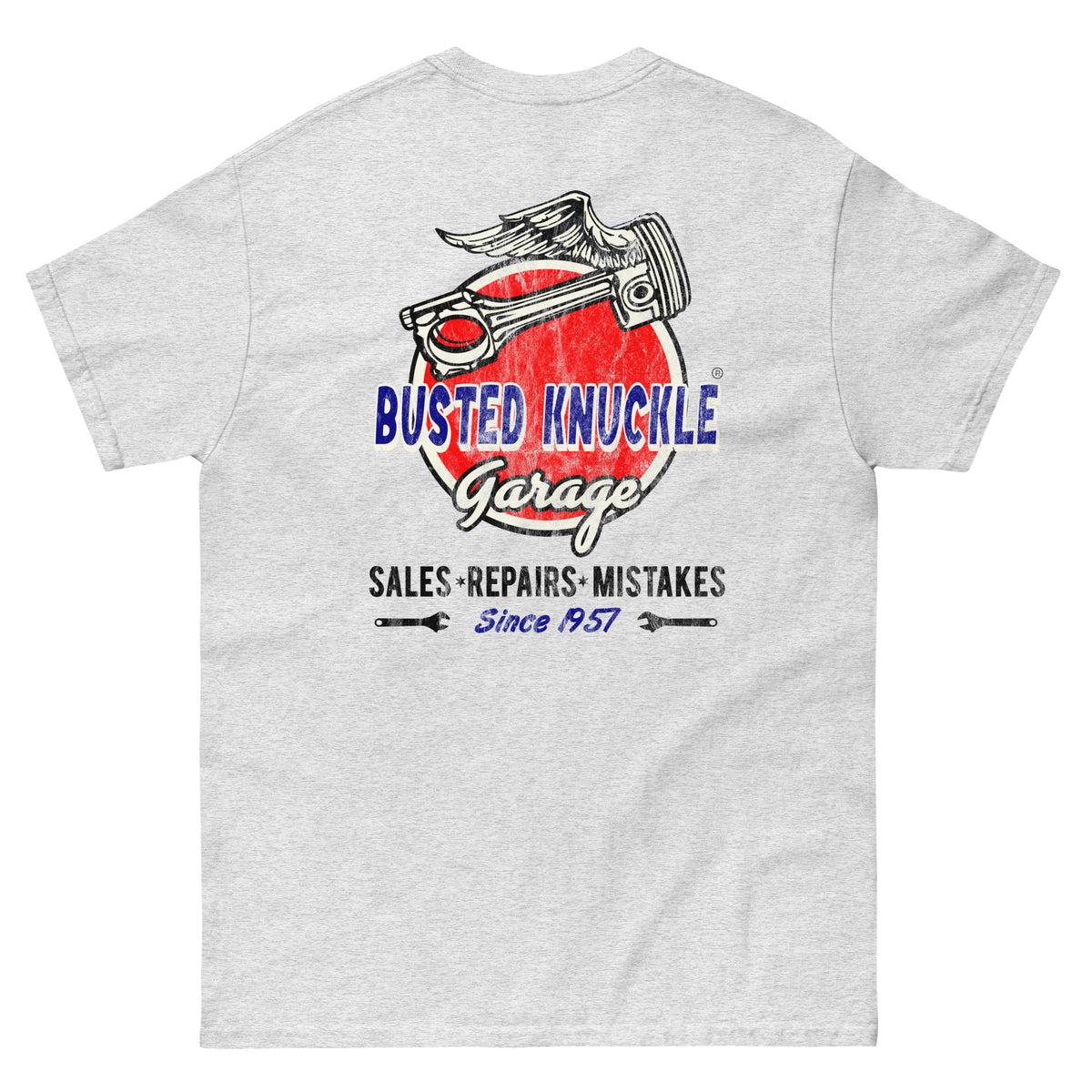 Busted Knuckle Garage Carguy Flying Piston Two-Side T-Shirt