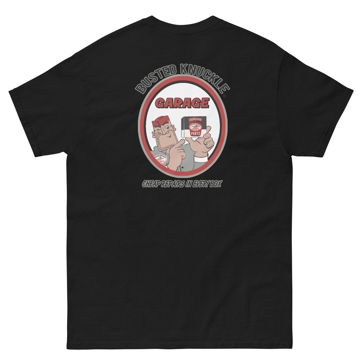 Busted Knuckle Garage Carguy Cheap Parts Two-Sided T-Shirt