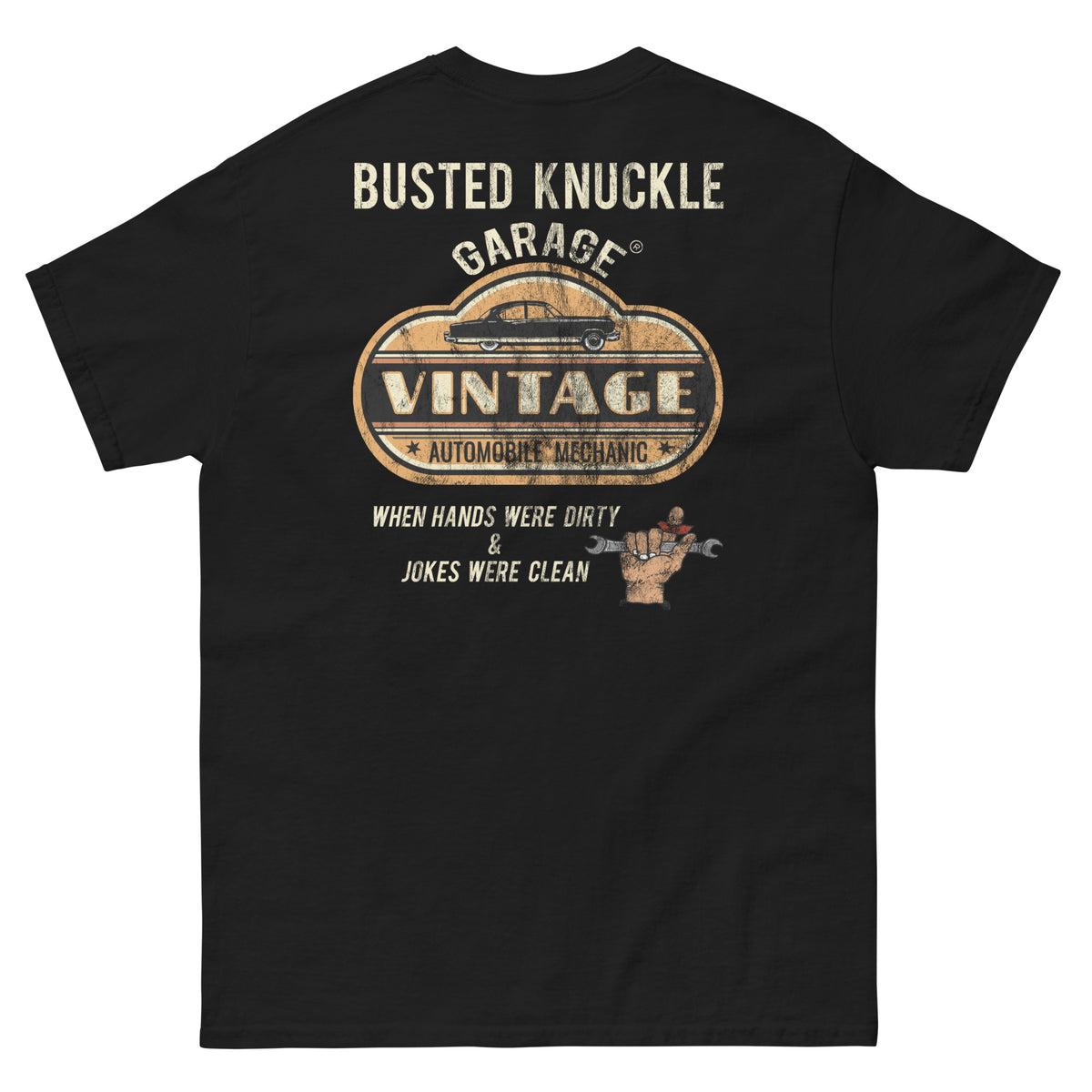 Busted Knuckle Garage Carguy Vintage Car Mechanic Two-Sided T-Shirt