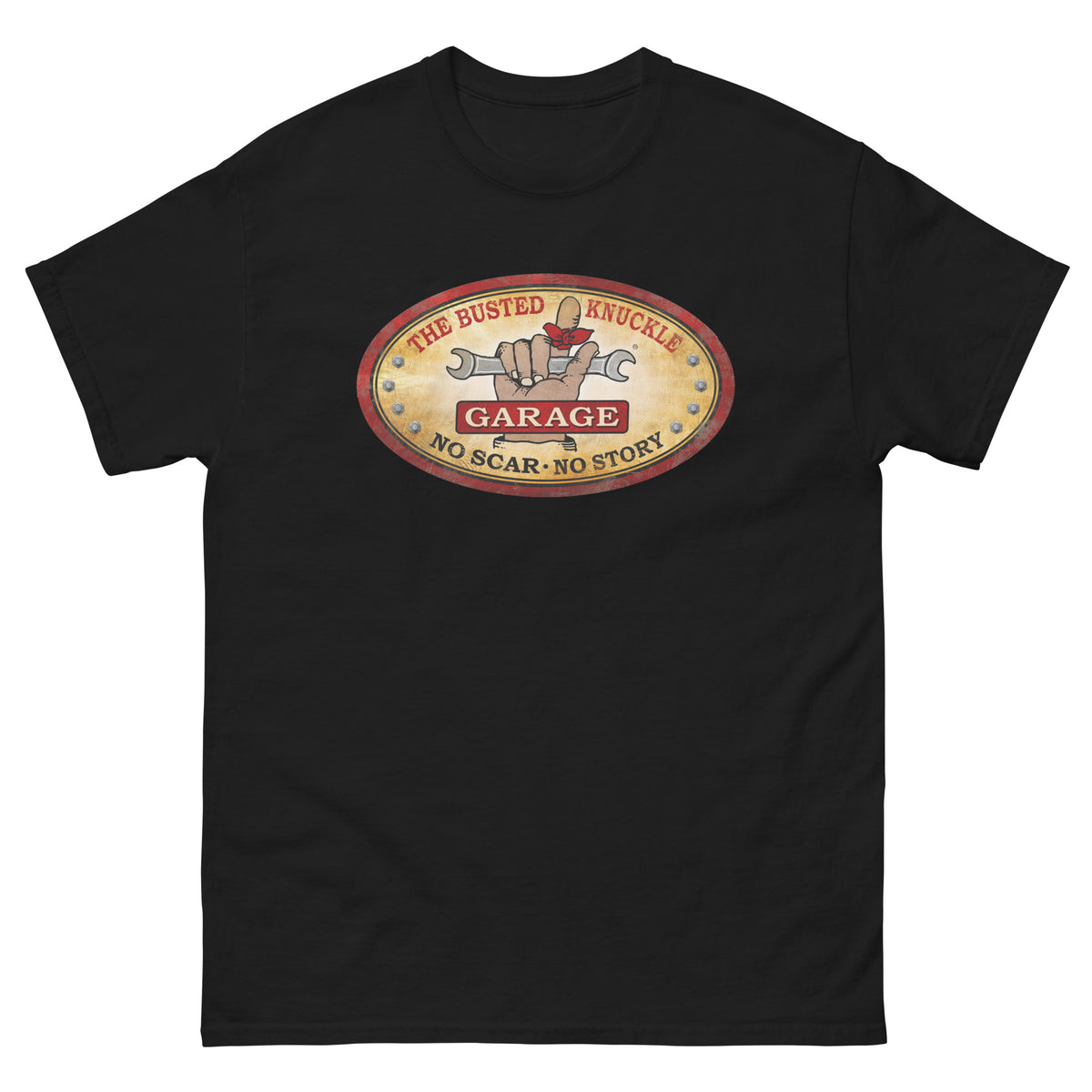 Busted Knuckle Garage Carguy Classic Logo Front Print T-Shirt