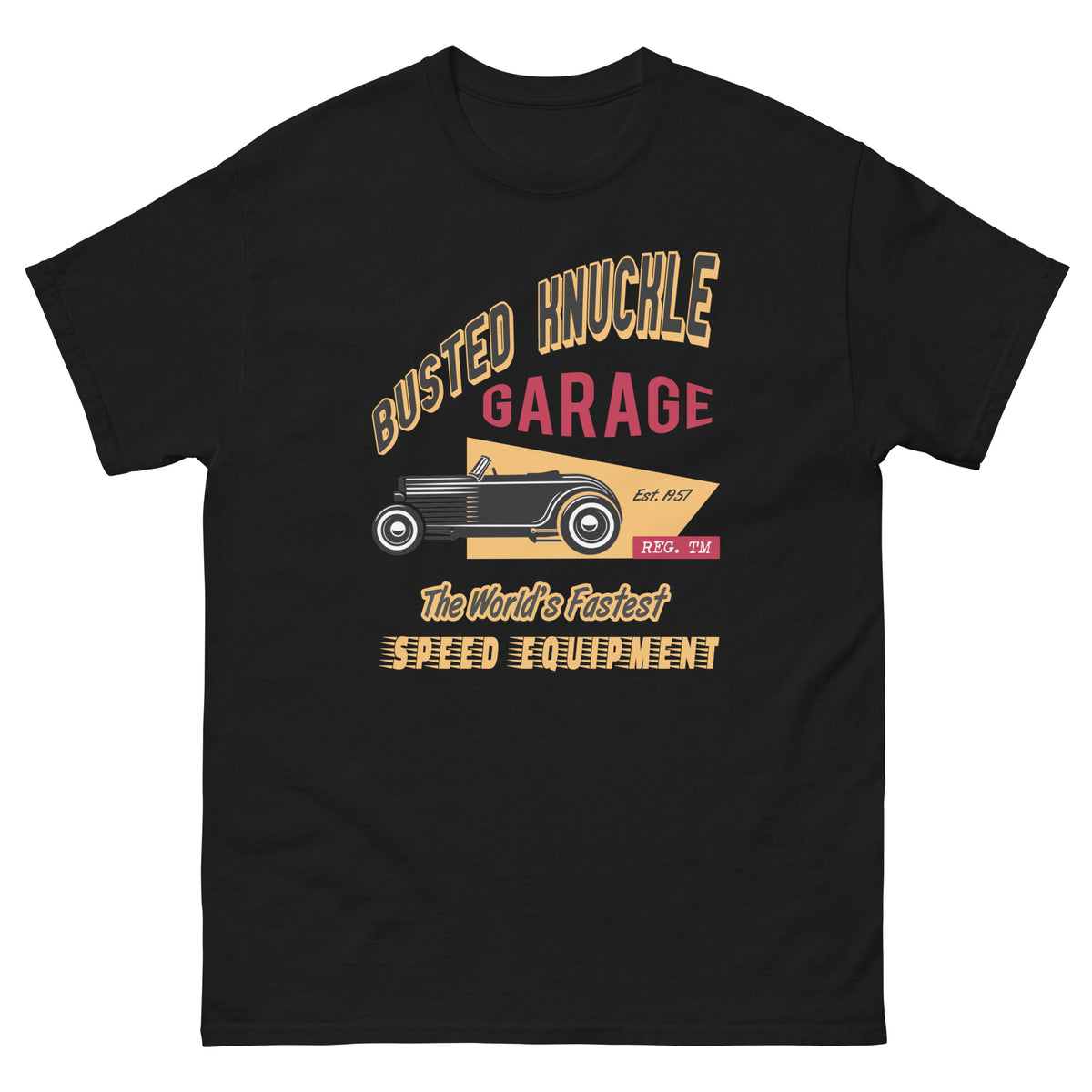 Busted Knuckle Garage Carguy Speed Equipment Front Print T-Shirt