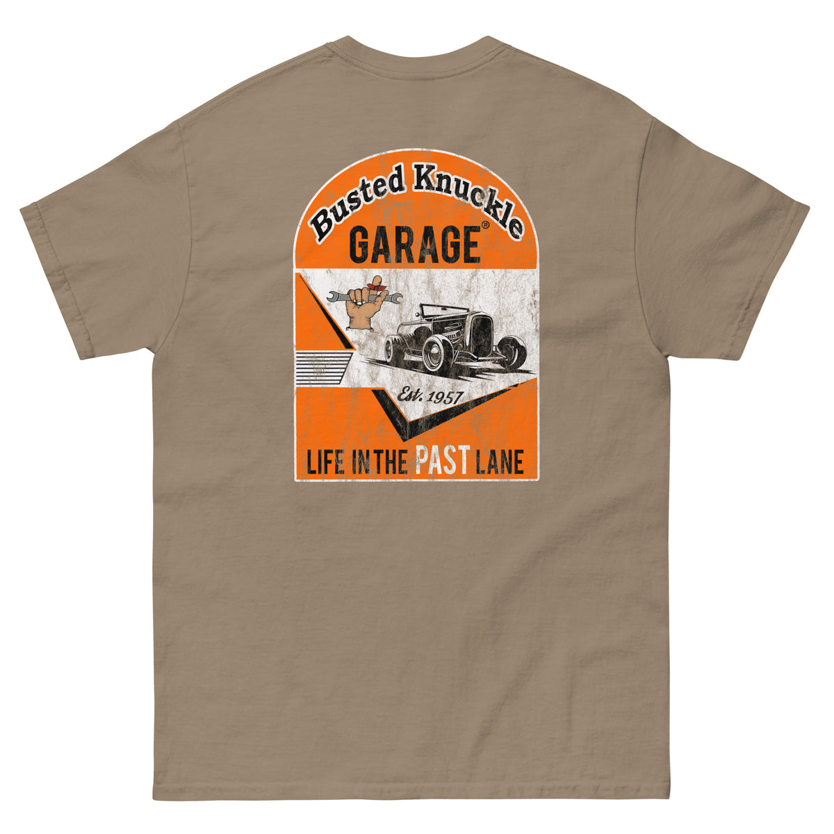 Busted Knuckle Garage Carguy Life-In-The-Past-Lane Two-Sided T-Shirt