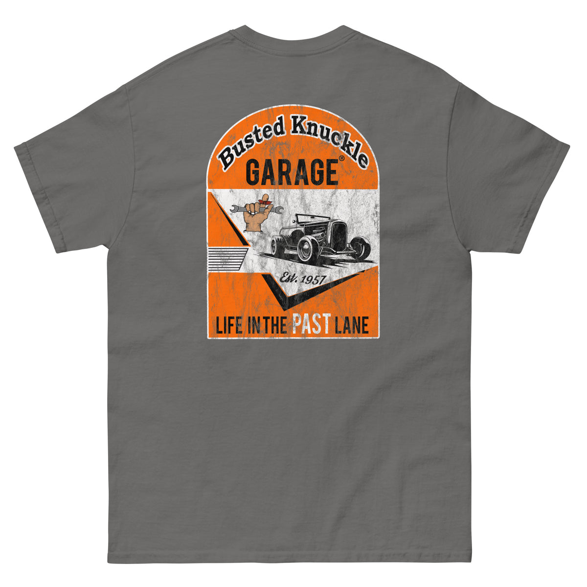 Busted Knuckle Garage Carguy Life-In-The-Past-Lane Two-Sided T-Shirt