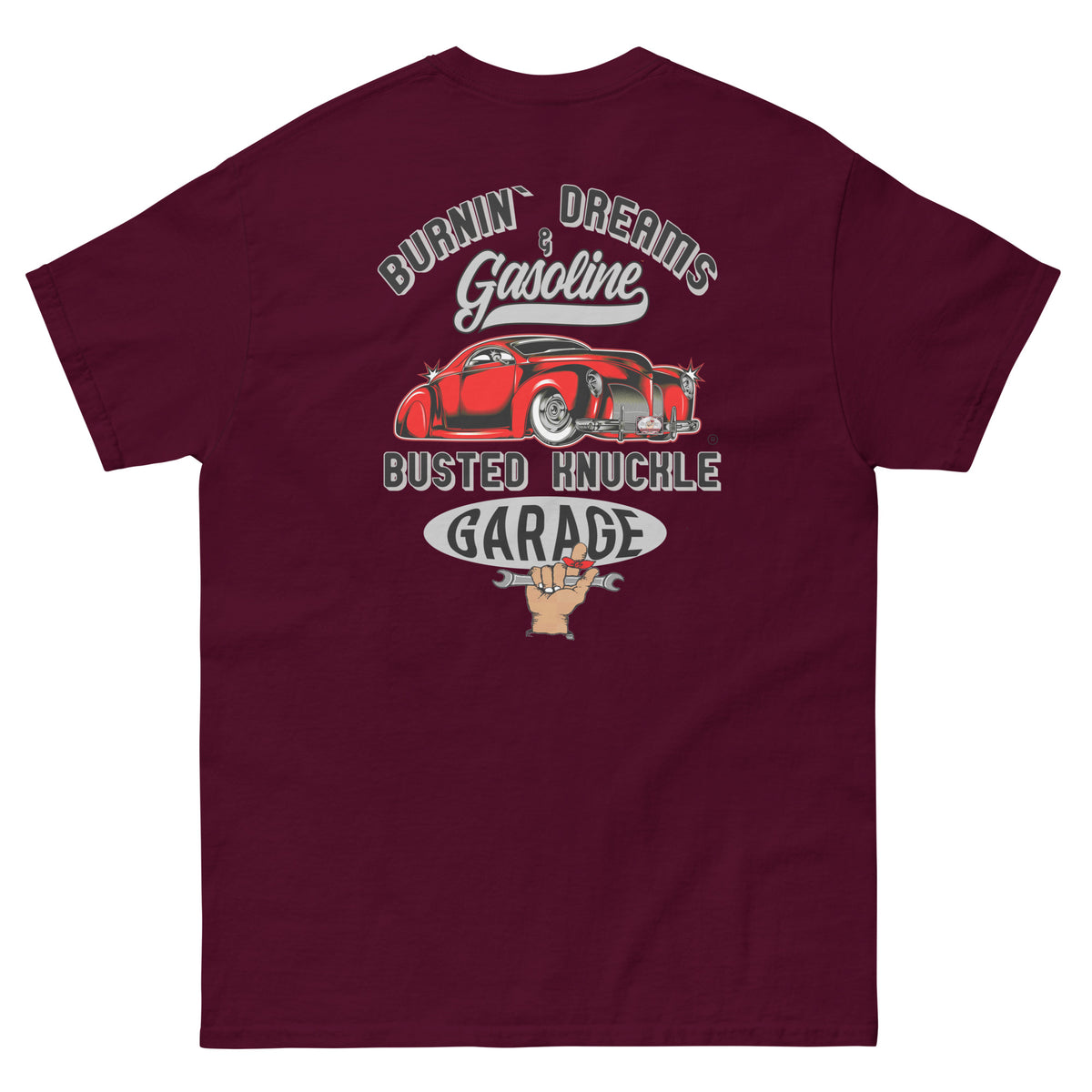 Busted Knuckle Garage Carguy Burnin&#39; Gasoline Two-Sided  T-Shirt